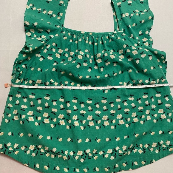 Ann Taylor Floral Chain Square Neck Ruffle Sleeve Top Size Mp - Picture 8 of 9